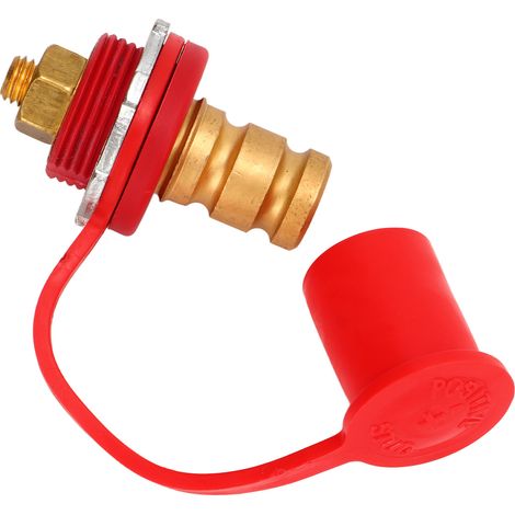 Borne de batterie à code couleur 250 A, connecteur à goujon de 3/8 po avec capuchon pour voitures, VR et bateaux, rouge (positif) (1/5)