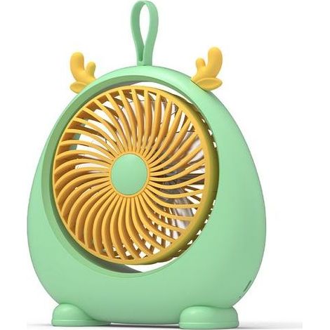 Ventilateur de bureau USB portable miniature avec deux vitesses - petit ventilateur vert pour table à la maison (1/5)