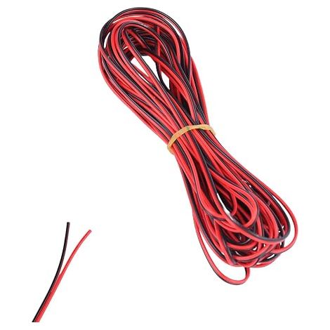 10 Metres 22AWG 0.32mm2 2 Fils Cable flexible en PVC double en cuivre teinté rouge et noir pour bandes LED, fil électrique en PVC avec 2 conducteurs, appareils ménagers (1/5)