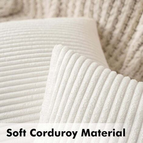 NALOOKAMIC  Lot de 2 Housse de Coussin Decorative en Velours Côtelé Canapé Taie d'oreiller Douce pour Maison Salon Chambre Lit Clic Clac 40x40 cm Blanc