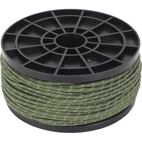 50 Meter (164 Fuß) reflektierendes PP-Paracord, 2,5 mm, dünn, winddicht, tragbar, für Zelte, Fallschirmspringen, Outdoor-Camping, Wandern, olivgrün. (1/5)