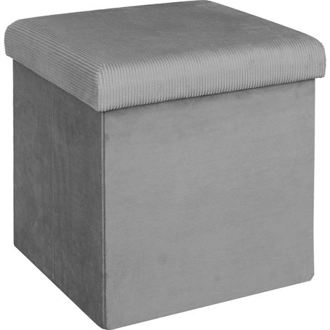 HOME DECO FACTORY HD6810 Pouf Pieghevole salvaspazio in Velluto Cotele, Tessuto – Poliestere Legno – MDF, Grigio Topo, 38.00 x 38.00 x 38.00 cm (1/5)