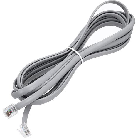 1 Pack Fil Téléphonique, 9.8ft Câble Téléphone RJ12 6P6C Mâle à Mâle Fil Droit Cordon Combiné pour Maison, Bureau, Gris (1/5)