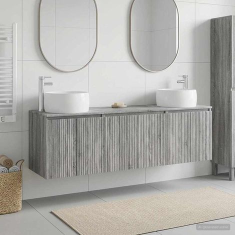 vidaXL Bathroom Cabinet Set 3 pcs Grey Sonoma 161.5 x 44.5 x 80 cm (1/5)