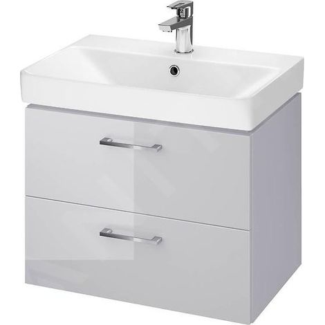 Cersanit Lara - Meuble avec lavabo, 46x59x38 cm, 2 tiroirs, gris S801-317-DSM (1/4)