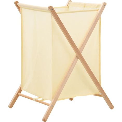 Cesto de ropa sucia madera de cedro y tela beige 42x41x64 cm vidaXL (1/2)
