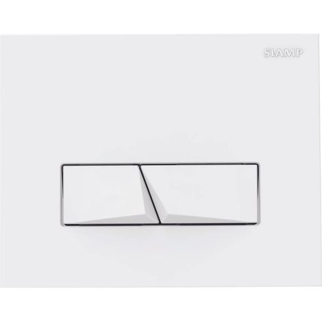 Siamp – Plaque de commande WC – Actionnement mécanique – ABS blanc – Dimensions L 208 x H 165 x P 8,5 mm – Trappe de visite intégrée