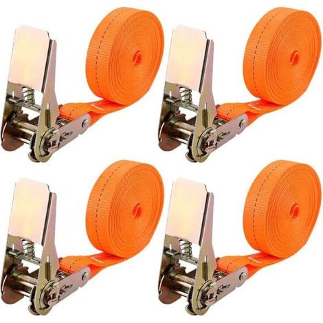 4 Pièces Sangle à Cliquet,5m×25mm,Sangle d'Arrimage à Cliquet,Sangles de Serrage,Supportant Une Charge Maximale Totale de 1000 kg (1/5)