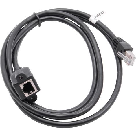 vhbw Ethernet LAN Verlängerungskabel RJ45 Stecker auf Buchse - Cat6 Verlängerung mit Einbaubuchse, 1,5 m Schwarz (1/2)