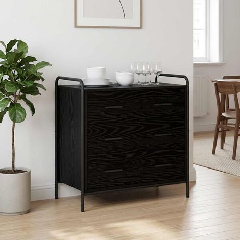 Armoire de Rangement à tiroirs Chêne Noir 70 x 39,5 x 71 cm, Design Moderne (1/5)