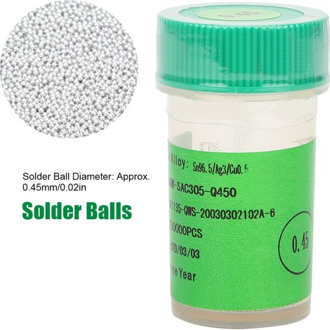Billes de soudure sans plomb, 25 W, 0,45 mm, en flacon. (1/5)