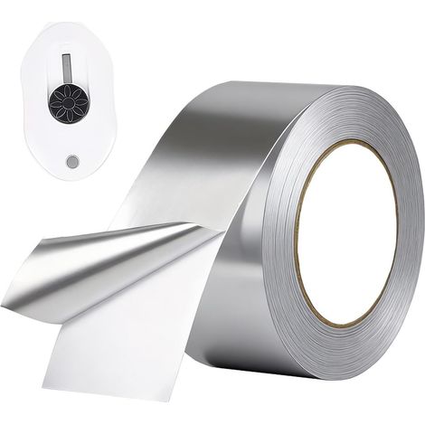 Ruban Adhésif Aluminium 5 cm x 50 m, Ruban Adhesif Haute Temperature, Imperméable et Résistant à La Chaleur, Scotch Alu pour Plancher Chauffant, Cuisine et Salle de Bain (1/5)
