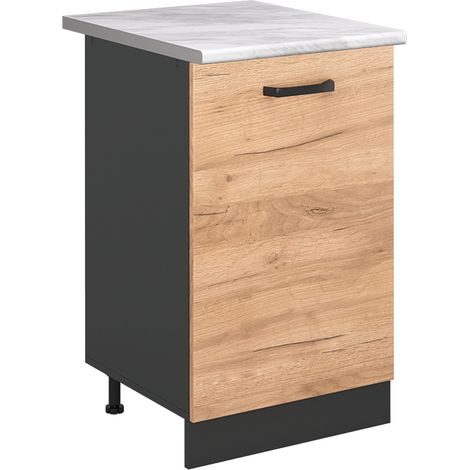 Mueble bajo de cocina R-Line, Roble dorado/Antracita, 50 cm encimera Mármol, Vicco (1/5)