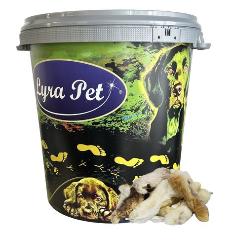 5 kg de pattes de lapin Lyra Pet® avec fourrure en bac de 30 L