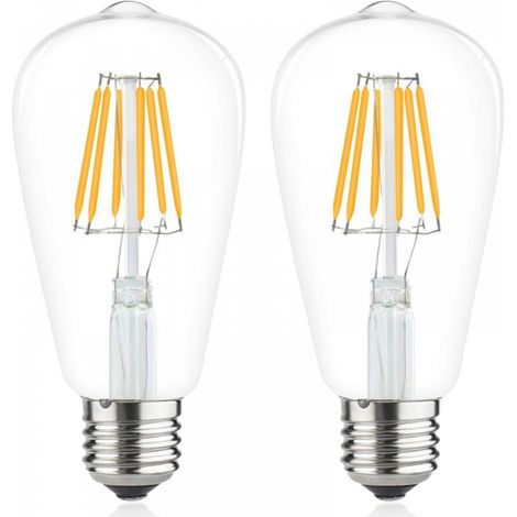 6W E27 ST64 filament ampoule led Edison 220V led vintage Classic Blanc Chaud 2700K 60W ampoule halogène équivalence 600lm pour camping-car, yacht, vapeur, etc(2pcs, Dimmable) [Classe énergétique A++] (1/5)