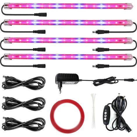 [Lot de 4] Lampe de croissance LED-T5 IP65 40W pour plantes d'intérieur avec minuterie et luminosité réglable (1/4)