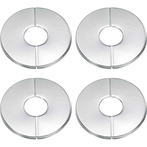 Lot de 4 collerettes de finition fendues en acier inoxydable (diamètre 22 mm / 0,87 po) – Cache-tube rond autocollant et clipsable pour sol, plafond, salle de bain, cuisine et WC. (1/5)