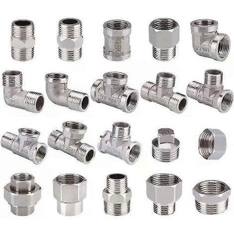 raccord de plomberie en acier inoxydable filetage malefemelle 12 34 bsp coude reducteur adaptateur coupleur (1/5)