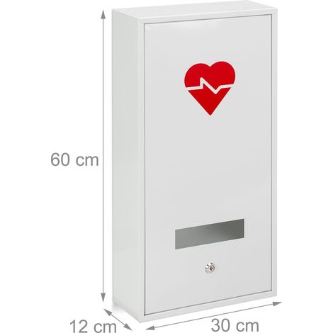 Armadietto da parete per medicinali con serratura 3 scomparti bagno funzionale in acciaio bianco 130011731