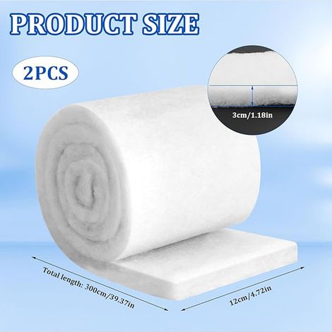 2 pezzi di lana filtrante per acquario con forbici, 3 m x 12 cm x 3 cm, ideale per acquari - ALTRO (1/4)