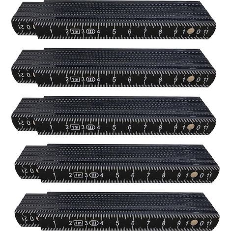 Lot de 5 règles pliables en plastique, 1 m de long, incassables, noires, idéales pour le bricolage, la maison, les loisirs et l'atelier. (1/5)
