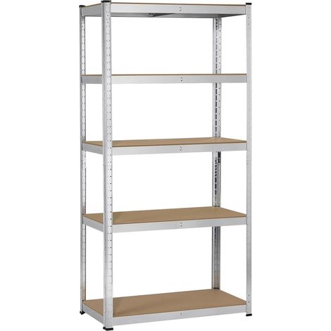 Yaheetech – Étagère de rangement 90 x 40 x 180 cm – 5 niveaux charge lourde 175 kg – MDF 5 mm et fer galvanisé – Montage sans vis pour garage et atelier