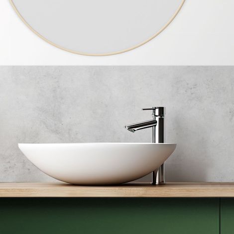 Crédence de salle de bain en PVC effet béton clair gris 140x30 cm (en 2 bandeaux) - Béton Clair