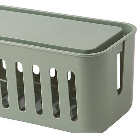 Boîte de rangement pour multiprise, coque ventilée simple avec 6 orifices de charge, organisateur de câbles pour la maison, vert pois