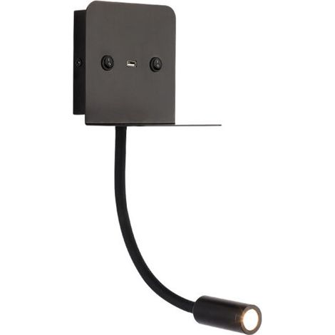 SABIR 6W LED Applique Lampe de lecture,Tube souple Liseuse avec interrupteur et interface USB Lampe de Mur, Lumière blanche chaude veilleuse Lampe de chevet, éclairage pour Chambre Salon [Classe énerg (1/5)