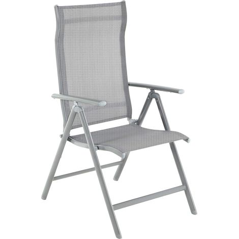 Songmics – Chaise de jardin pliable en aluminium – Dossier réglable 8 positions – Charge max 150 kg – Tissu respirant – GCB02GY