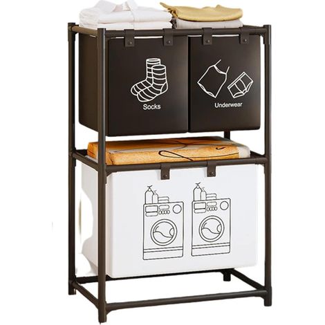TRADE SHOP - Portabiancheria Multiuso Organizer Vestiti Sporchi Abiti Cestino Lavanderia - Bianco