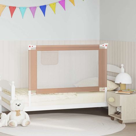 vidaXL Barrière de sécurité de lit d'enfant Taupe 120x25 cm Tissu (1/5)