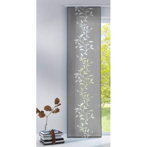 Tendril - Tenda a pannello in tessuto di alta qualità con binario di scorrimento, 100% poliestere, grigio, altezza x larghezza 245 x 60 cm