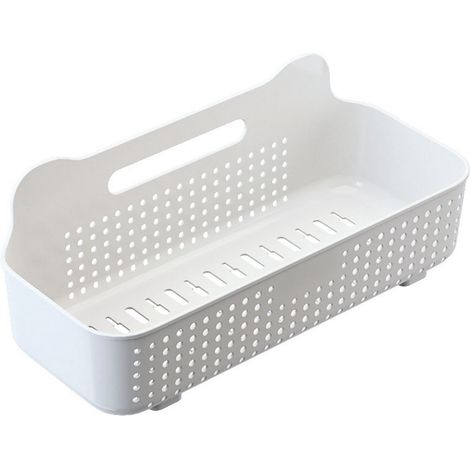 Panier de rangement mural rectangulaire en plastique, gain de place, pour salle de bain ou balcon. (1/5)