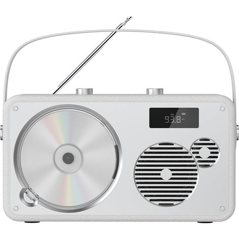 Lecteur CD Portable chaîne HiFi stéréo Enceinte Bluetooth rétro en Cuir Radio FM/USB/entrée AUX Batterie Rechargeable, Son Clair et Riche DSP, télécommande (LP-103) (1/5)