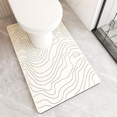 CCYKXAA (Minimalist Style,55x50cm) U Toilet Mat, Diatomite Toilet Mat Quick Drying Absorbent Non-Slip Toilet Floor Mat Toilet Contour Mat Washable Toilet Mat