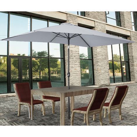 Greenbay 2x3m Garden Parasol Umbrella Patio Outdoor Sun Shade Aluminium Crank Tilt Mechanism Grey (1/5)