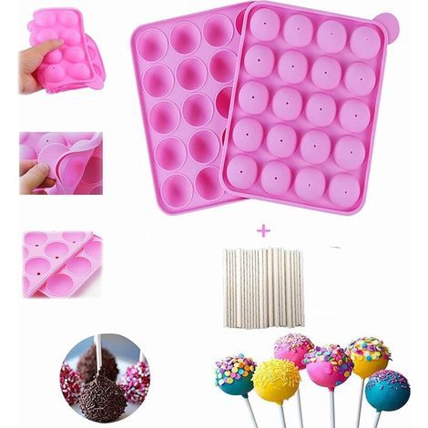 Silikonform mit 20 Mulden für Eis am Stiel – Lutscher- und Cupcake-Form, BPA-frei
