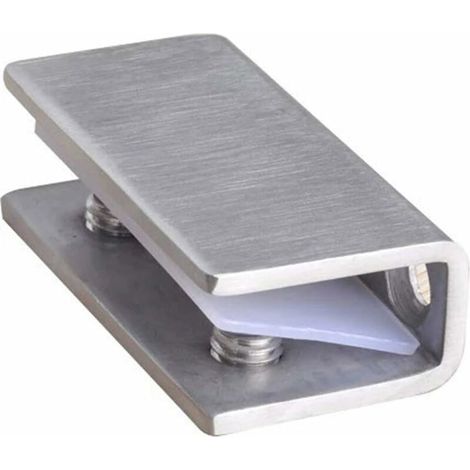 royaluxe- Lot de 2 pinces de serrage pour porte de douche en verre - Charnière fixe en acier inoxydable - Support mural de 8 à 12 mm,argent, (1/5)