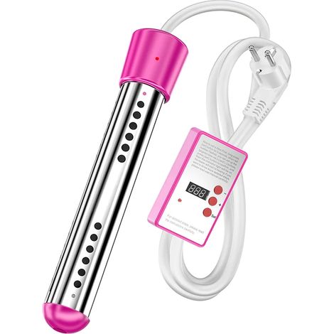 Chauffe-eau électrique 220 V (rose) / Résistance chauffante / Type à immersion / Convient pour salle de bain et piscine, prise standard européenne (1/5)