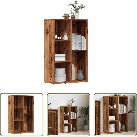 vidaXL Bois d'ingénierie - Bibliothèque vieux bois 50x25x80 cm bois d'ingénierie (1/5)
