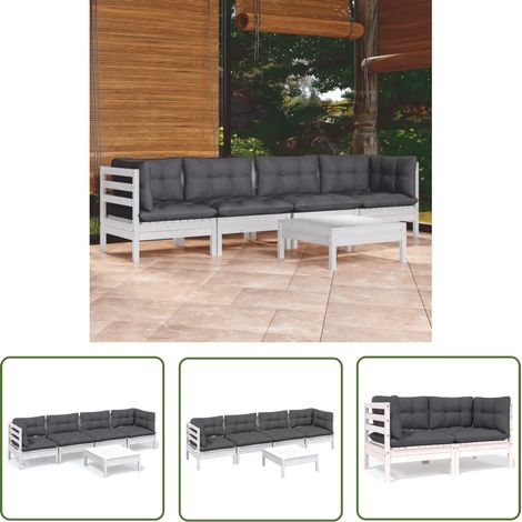 The Living Store 5-tlg. Garten-Lounge-Set mit Kissen Kiefer Massivholz - Gartensessel - Lounge Set - Gartenmöbel - Outdoor Möbel - Rattan Sessel (1/5)