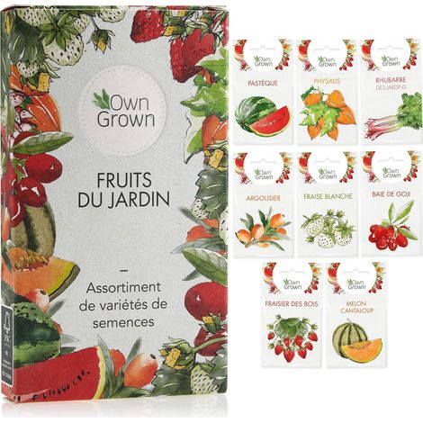 Ensemble de semences de fruits : graines potager de fruits de première qualité avec 8 variétés de plantes fruitières pour le jardin et le balcon - Kit de graines de fruits par (1/5)