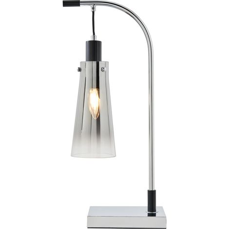 Visconte Atrani Table Lamp With Smoke Tint Glass Shade - Polished Chrome, Black