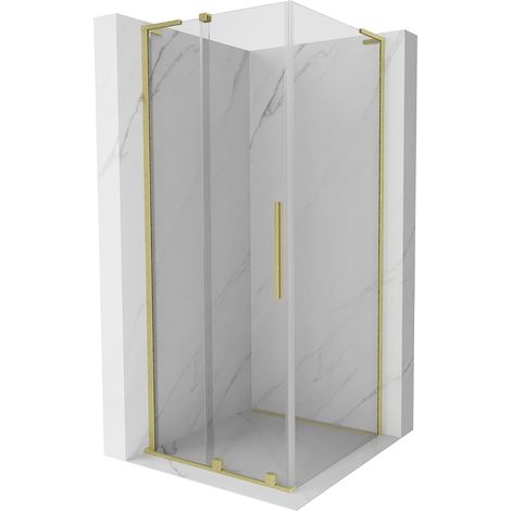 Mexen Velar L Duschkabine Schiebetür 110 x 110 cm, transparent, gebürstetes Gold - 871-110-110-03-55 (1/5)