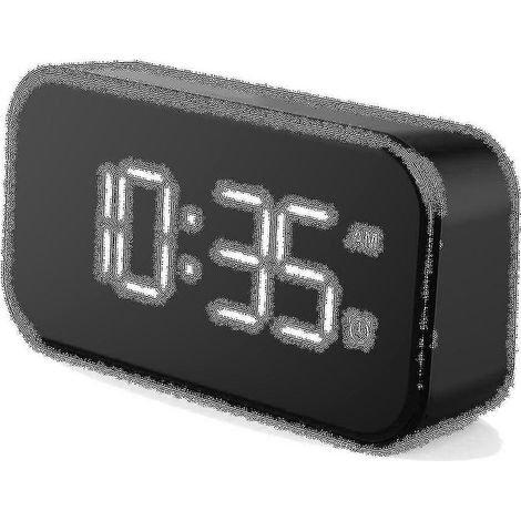 Réveil numérique pour la chambre, horloge de chevet, réglage de la luminosité sur 6 niveaux, avec fonction snooze (extérieur noir). (1/5)