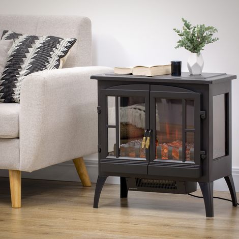 Chimenea Decorativa 1000 W/2000 W con Ventanas LED Llamas y Protección Sobrecalentamiento para 15-20 ㎡ Negro (1/5)