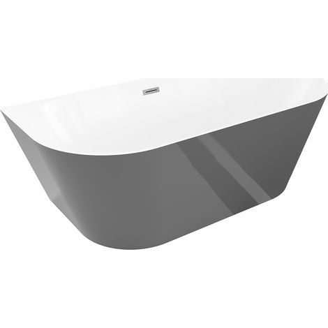 Mexen Oval Slim freistehende Wanne an der Wand 170 x 80 cm, weiß/grau, Überlauf in Gun Metal - 52661708062-95 (1/5)