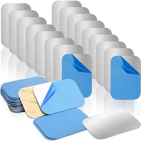 Lot de 100 plaques métalliques Autocollantes - Plaque métallique pour aimants - Plaque métallique très Fine - Disques métalliques en Acier Inoxydable - Plaquettes métalliques carrées pour (1/5)