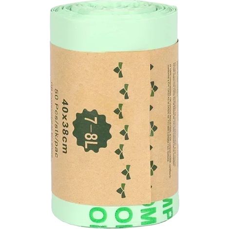 Bolsas de basura compostables, biodegradables y ecológicas, 8L-40X38cm (1/2)